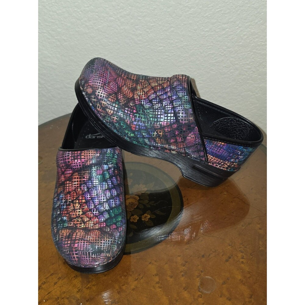 Dansko Clogs Womens 37 (6.5-7) Professional Stained Glass  Mules Comfort Shoes